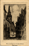 27613 'Vrouwenstraat met St. Jacobstoren Vlissingen.' Tekening van de Vrouwestraat met de Sint Jacobstoren