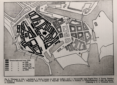 29260 Plattegrond van de binnenstad van Vlissingen in 1940.