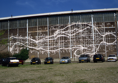 30660 Gevelkunstproject X13 te Vlissingen. Diverse kunstwerken zijn op gevels van gebouwen geplaatst. Op de muur van de ...