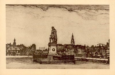 35003 De Ruyter - Vlissingen Het standbeeld van M.A. de Ruyter op het Keizersbolwerk met links op de achtergrond het ...