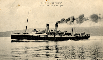 35111 S.S. Prinses Juliana S.M. Zeeland Vlissingen. De veerboot (mailboot) Prinses Juliana van de Stoomvaart ...