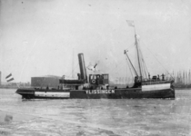 38005 Betonningsvaartuig Vlissingen in het Kanaal door Walcheren met op de achtergrond de Nedpam