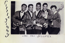 40620 De band Little Jimmy & the Sharks (voorheen The Sharks). Van l. naar r.: Rudy de Queljoe (gitaar), Humphrey Jolly ...