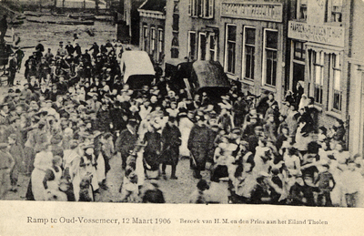 41557 Ramp te Oud-Vossemeer, 12 Maart 1906 Bezoek van H.M. en den Prins aan het Eiland Tholen. Koningin Wilhelmina en ...