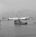 42804 Eén der schepen van de Provinciale Stoombootdiensten (PSD) vaart de fuik aan de Buitenhaven binnen.