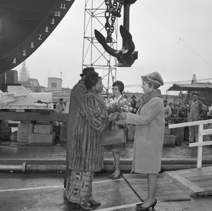 44614 Kon. Mij De Schelde, tewaterlating van het vrachtschip Afram River op 10 maart 1962, bouwnummer 314. Het schip ...