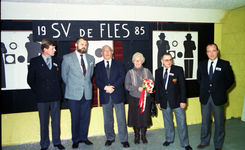 47574 Officiële opening door burgemeester Th. Westerhout van het clubgebouw van schietsportvereniging De Fles.