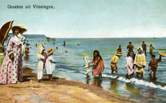 54710 'Groeten uit Vlissingen.' Fantasiekaart, strand en zeebad
