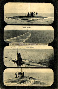 56621 'De eerste Nederlandsche onderzeesche torpedoboot.' De 'Luctor et Emergo', de eerste Nederlandse onderzeeboot, ...