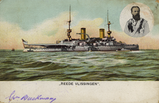 57130 'Reede Vlissingen' Een linieschip van de Duitse keizerlijke marine. Na een grote oefening kwamen tussen 14 en 18 ...