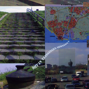 57514 'Ooit in Vlissingen geweest? ' Kunstzinnige kaart met vier afbeeldingen betreft Vlissingen. 1.trap bij de ...