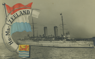 57878 'Hr.Ms. Zeeland'. Hr. Ms. pantserdekschip annex kruiser Zeeland. 27-3-1895 op stapel gezet bij de Kon. Mij. De ...