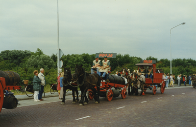 58851 Op zaterdag 13 juli vetrokkken 12 spannen met trekpaarden vanaf de Grote Markt in Brussel richting Amsterdam, ...