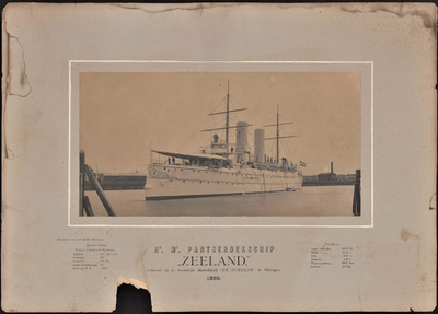 60000 Hr. Ms. pantserdekschip annex kruiser Zeeland. 27-3-1895 op stapel gezet bij de Kon. Mij. De Schelde. 1897 te ...