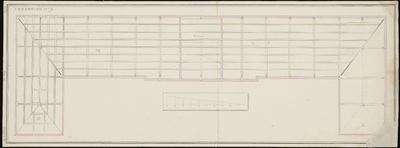 103 [Plan voor bouw Gasthuis; balkenlaag verdiepingsvloer]