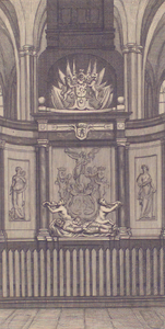 1061 Afbeelding der graftombe van M. Azn. de Ruyter in de Nieuwe kerk te Amsterdam