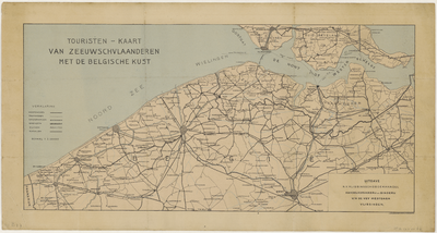 1170 Touristen-kaart van Zeeuwsch Vlaanderen met de Belgische kust.