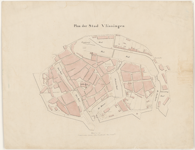 1267 Plan [plattegrond] der stad Vlissingen [met aanwijzing van de huizenblokken].
