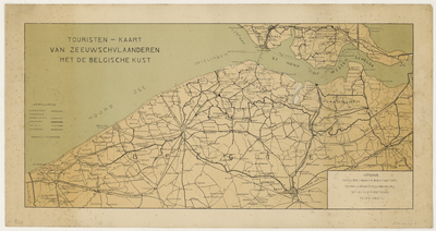1550 Touristen-kaart van Zeeuwsch Vlaanderen met de Belgische kust.