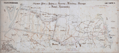 1554 Staats-Spoorwegen : Algemeen plan van de Rigting van den Spoorweg van Middelburg tot Vlissingen met kanaal en ...