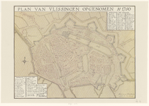 1713 Plan van Vlissingen opgenomen anno 1750. [onderdeel van] Topografische kaarten en plattegronden van de Hattinga's, ...