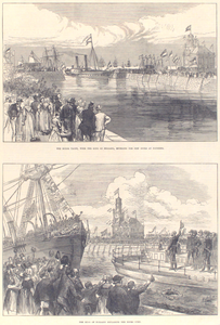 1752 1 The royal yacht, with the king of holland, entering the new docks at flushing = Het koninklijke jacht met de ...