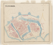 1756 [Plattegrond van] Vlissingen [begrensd door de Duinpoort, de Nieuwe Weg en de Rammekenspoort].