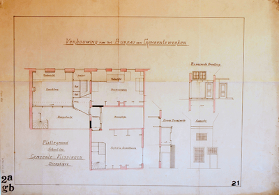 1832 Bouwtekening verbouwing van het bureau van gemeentewerken