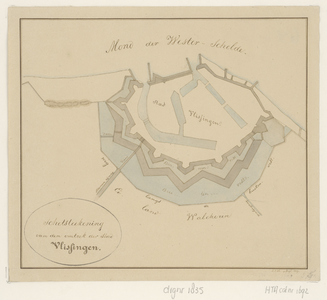 1835 Schetstekening van den omtrek der stad Vlissingen.