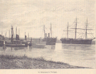 1862 De Buitenhaven te Vlissingen [gezien vanuit het westen met in het midden een mailboot van de dienst ...