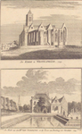 1885 1. De kerk te Westkapelle. 1743. 2. De Hof van den heer van Domburg en de toren van Domburg  in't verschiet. 1743.