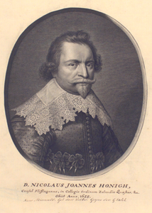 19 D. Nicolaus Joannes Honigh : consul Flissinganus, in collegio ordinum Zelandia Questor etc. obiit anno 1655