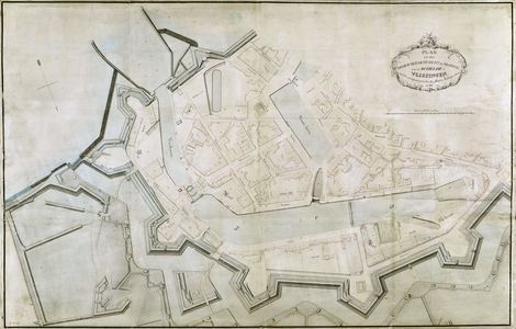 1961 Plan van het Hoofd-Departement der Marine van de Schelde te Vlissingen, met omringende gedeelten der stad en ...