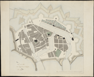 2190 Plan de la ville et des fortifications de Flessinque = Plattegrond en fortificaties van de stad Vlissingen.
