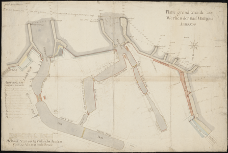 2192 Plattegrond van de zeewerken der stad Vlissingen anno 1799.
