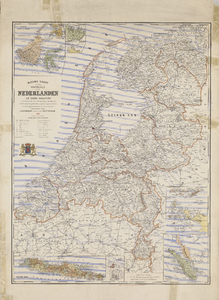 2232 Nieuwe kaart van het koningrijk der Nederlanden en zijne koloniën. Aanwijzende de namen van alle dorpen, ...
