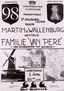 2279 Oudheidkamer Aldegonde presenteert 2e Souburglezing door Martin van Wallenburg getiteld Familie 'van Pere' : van ...