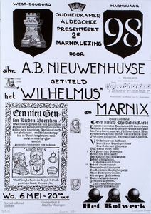 2281 Oudheidkamer Aldegonde presenteert 2e Marnixlezing door dhr. A.B. Nieuwenhuyse getiteld het 'Wilhelmus' en Marnix