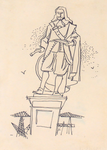 2313 Standbeeld van M.A. de Ruyter, met op de achtergrond kranen van de KSG