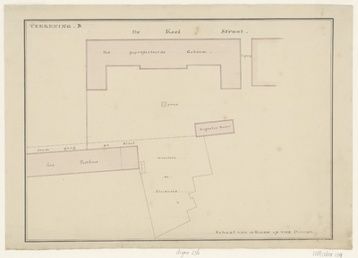 236 [Plan voor de bouw Gasthuis; plattegrond van het geprojecteerde gebouw aan de Koestraat en de achterliggende ...