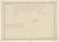 236 [Plan voor de bouw Gasthuis; plattegrond van het geprojecteerde gebouw aan de Koestraat en de achterliggende ...