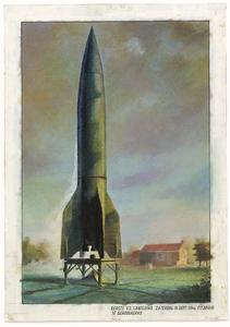 239 Eerste V.2 lancering zaterdag 16 sept. 1944 07.30 uur te Serooskerke (Lancering van een V2-raket in Serooskerke)