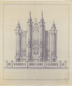2394 [Frontaanzicht van het orgel van de Nieuwe kerk op de Pottekaai]