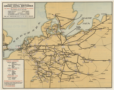 245 [Kaart van Noord-Europa met daarop aangegeven het vervoer per stoomschip vanaf Londen naar Vlissingen en het ...