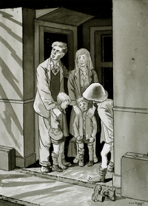 2520 (De familie van der Burght, schuilend onder een trap tijdens de bombardementen)
