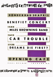 2760 Benefietconcert met: Miles Browning Band, Car Trouble, Dreams Die First?