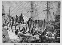 3377 Evacuation de Flessingue par les Anglais: embarquement des malades = Evacuatie van Vlissingen door de Engelsen : ...