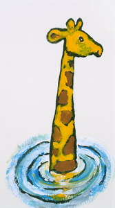 4048 [Giraffe tot zijn nek in het water]