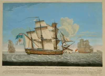 4116 To Captain Sawyer and Captain Pownall, this view of the Hermione, a Spannish Register Ship is most Humbly ...