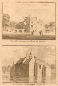 439 1. Het kasteel van der Hooge van vooren. 1743. 2. Het kasteel van der Hooge van agteren. 1743.